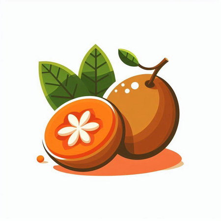 Sapodilla fruit on white background. Vector illustration. Eps 10.のイラスト素材