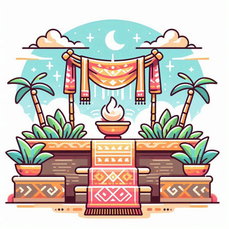 Relaxation and spa in the tropics. Vector illustration.のイラスト素材
