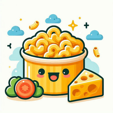 Cute cartoon cheese bowl. Vector illustration. Cute food character.のイラスト素材