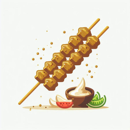 Shish kebab on a skewer. Vector illustration.のイラスト素材