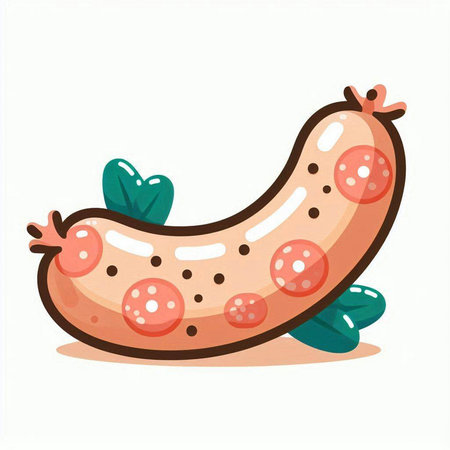 Sausage vector illustration isolated on white background. Cute cartoon sausage icon.のイラスト素材