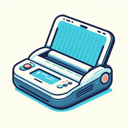 Isometric print machine. Vector illustration isolated on a white background.のイラスト素材