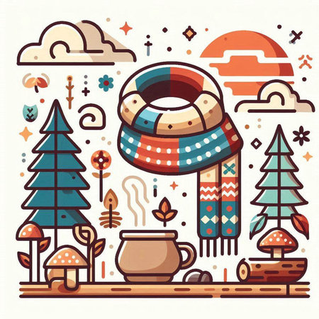 Hand drawn vector illustration. Scandinavian style flat design. Decorative elements.のイラスト素材