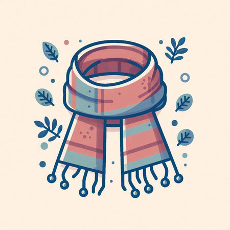Hand drawn winter scarf. Vector illustration in doodle style.のイラスト素材