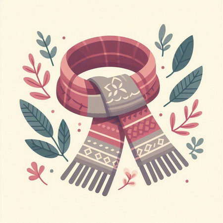 Hand drawn vector illustration of a scarf in scandinavian style.のイラスト素材
