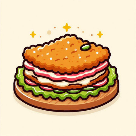 Sandwich with ham, cheese, tomato and cucumber. Vector illustration.のイラスト素材