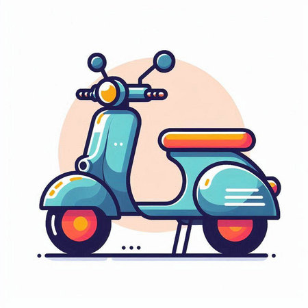 Vintage scooter flat color vector icon. Motorcycle illustration.のイラスト素材