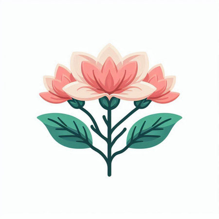 Beautiful pink flowers on a white background. Vector illustration in cartoon style.のイラスト素材