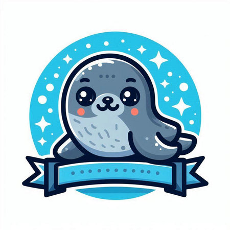 Cute seal with ribbon. Vector illustration. Cute seal.のイラスト素材