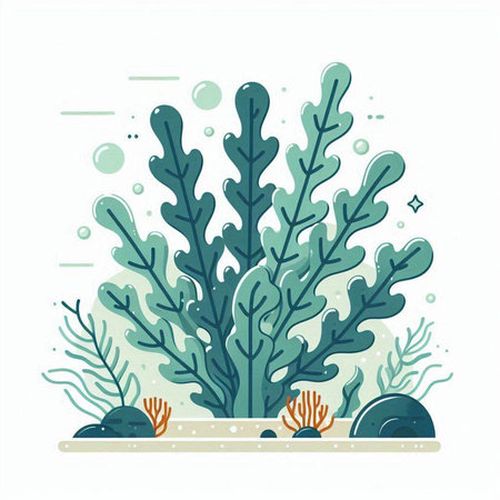 Vector illustration of seaweed in flat style. Underwater life.のイラスト素材