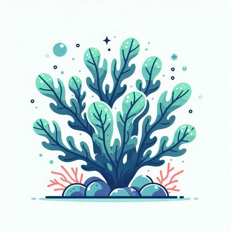 Coral vector illustration in flat style. Underwater plant isolated on white background.のイラスト素材