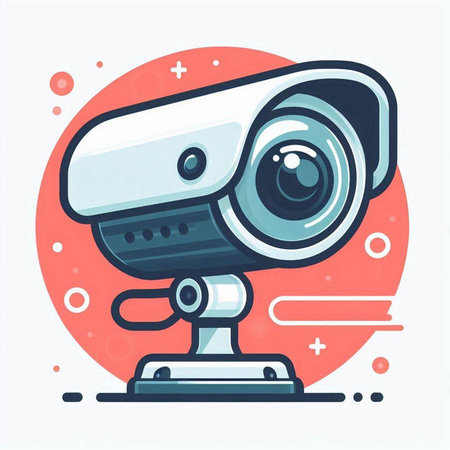 Vector illustration of web camera icon in flat style. Cctv icon.のイラスト素材