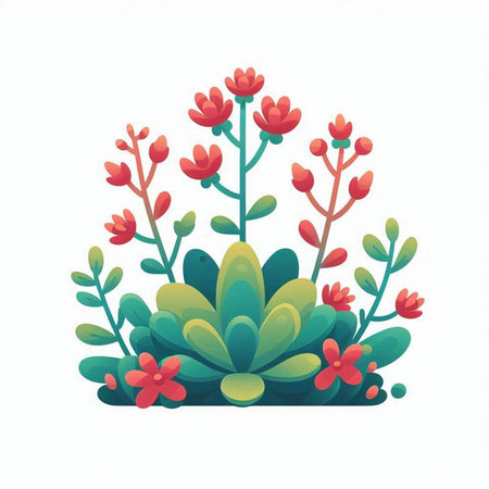 Flowerpot with red flowers isolated on white background. Vector illustration.のイラスト素材
