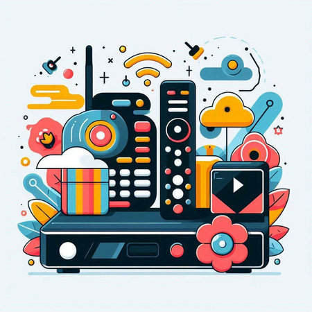 Vector illustration of mobile phone and digital devices in flat line style.のイラスト素材