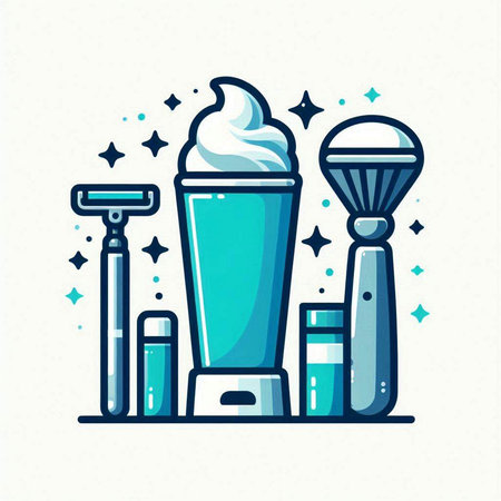 Cosmetic set. Shaving cream, razor, cream. Vector illustration.のイラスト素材