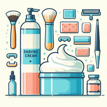 Cosmetic set. Skincare products and tools. Vector illustration.のイラスト素材