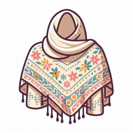Hand drawn illustration of a warm shawl. Isolated on white background.のイラスト素材