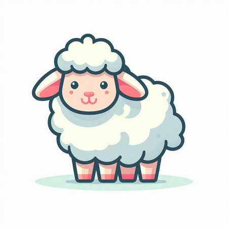 Cute cartoon sheep. Vector illustration isolated on a white background.のイラスト素材