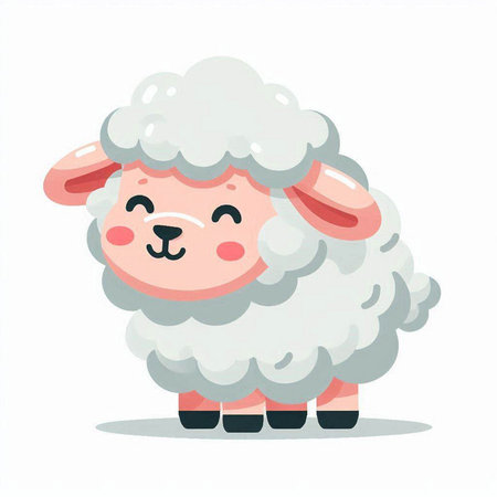 Cute cartoon sheep. Vector illustration isolated on a white background.のイラスト素材