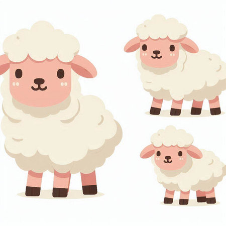 Sheep vector set. Cute cartoon character. Vector illustration.のイラスト素材