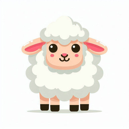 Cute cartoon sheep isolated on a white background. Vector illustration.のイラスト素材