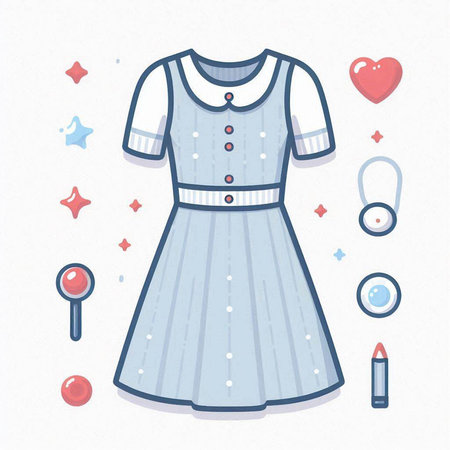 Children's clothes. Vector illustration of a girl's dress with a pattern.のイラスト素材