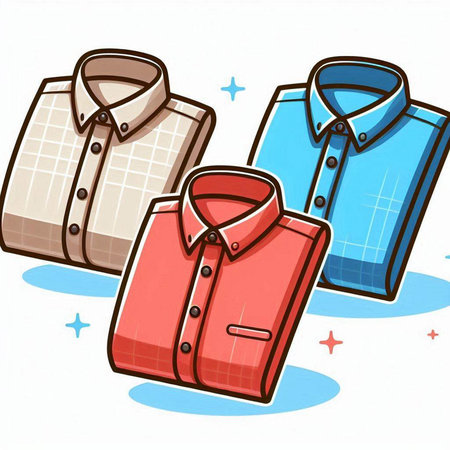 Illustration of a set of men's shirts on a white backgroundのイラスト素材