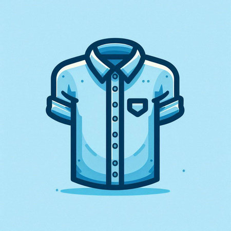 Men's shirt vector illustration, isolated on blue background. Hand drawn vector illustration.のイラスト素材
