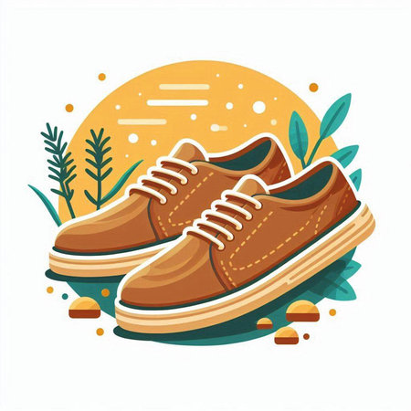 Shoes for men on a background of nature. Vector illustration.のイラスト素材