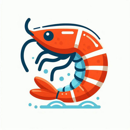 Shrimp flat vector illustration. Seafood, sea food icon.のイラスト素材