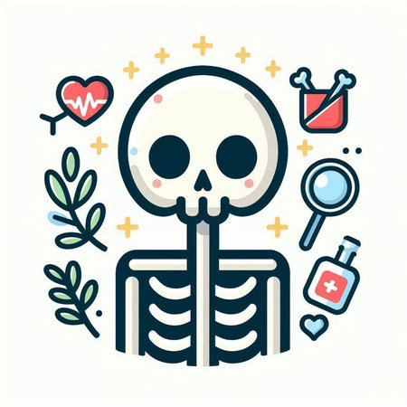 Skull and medical icons. Vector illustration in flat linear style.のイラスト素材
