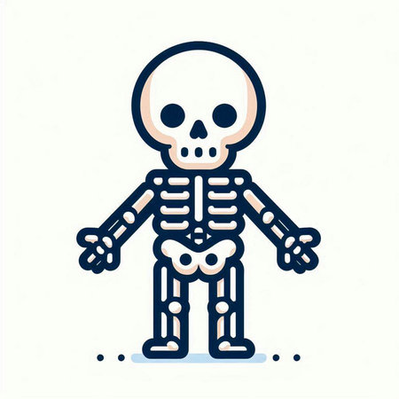 Skeleton icon. Vector illustration of a skeleton isolated on white background.のイラスト素材