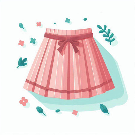 Pink skirt with a bow on a white background. Vector illustration.のイラスト素材