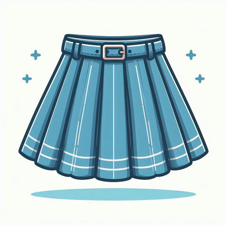 Vector illustration of a blue skirt with a belt on a white backgroundのイラスト素材