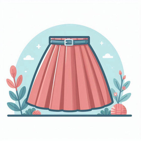 Vector illustration of a skirt with a belt on a white background.のイラスト素材