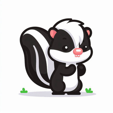 Cute skunk cartoon vector illustration. Funny skunk character.のイラスト素材