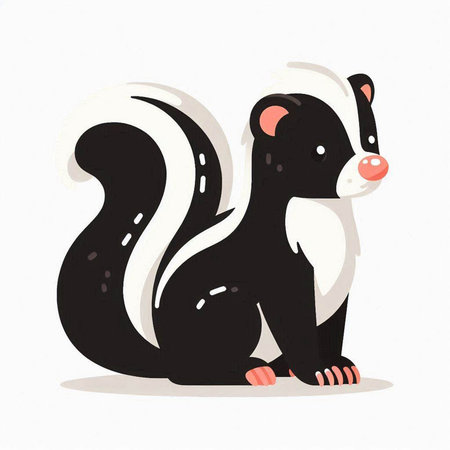Cute skunk isolated on white background. Vector cartoon illustration.のイラスト素材