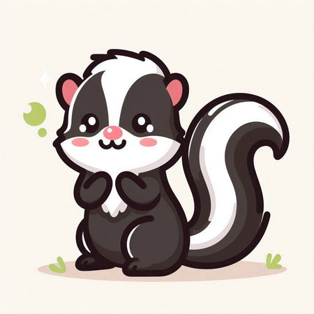 Cute skunk cartoon vector illustration. Cute skunk animal characterのイラスト素材