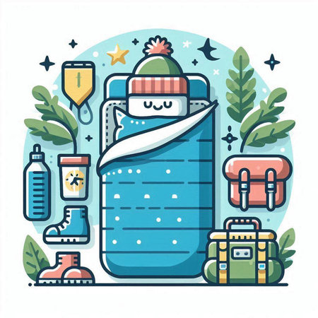 Vector illustration of a bottle of water with a cap and glasses.のイラスト素材