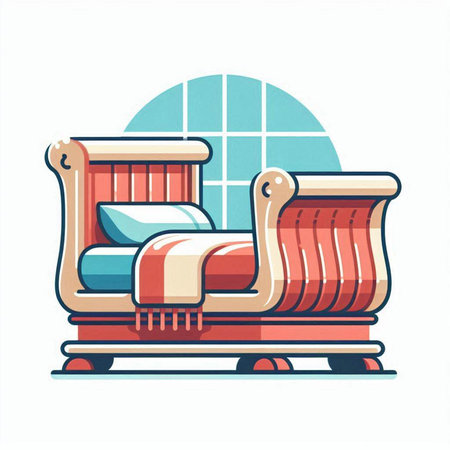 Comfortable armchair with pillows in cartoon style. Vector illustration.のイラスト素材