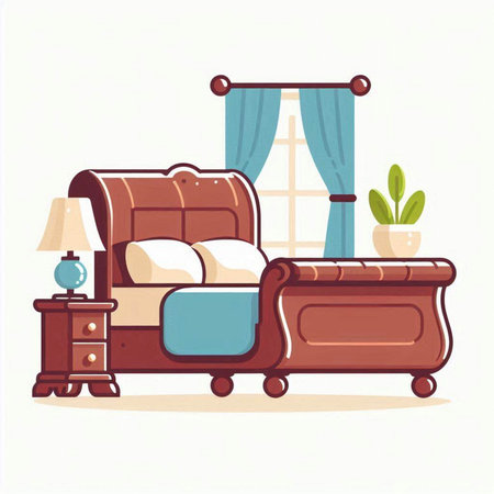 Living room interior with armchair, bedside table, lamp and plant. Vector illustrationのイラスト素材