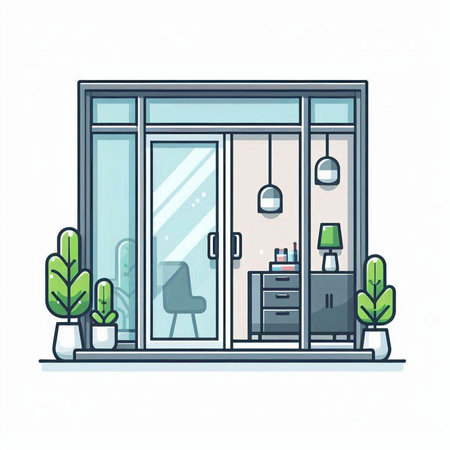 Illustration of a window in a flat style. Vector illustration.のイラスト素材