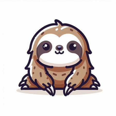 Cute cartoon sloth. Vector illustration isolated on white background.のイラスト素材