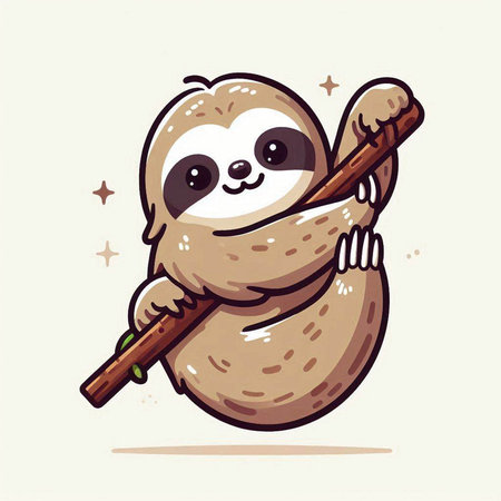 Cute sloth with baseball bat. Hand drawn vector illustration.のイラスト素材