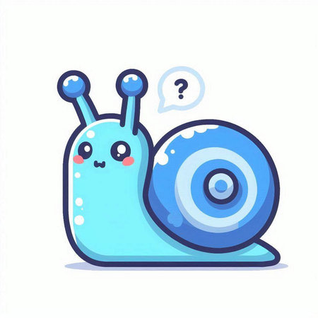 Cute cartoon snail with question mark. Vector illustration isolated on white background.のイラスト素材