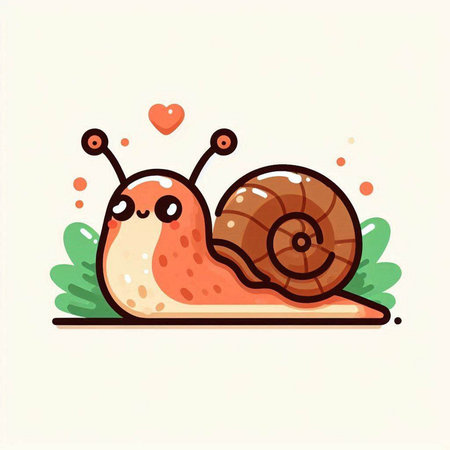 Cute cartoon snail. Vector illustration isolated on a white background.のイラスト素材