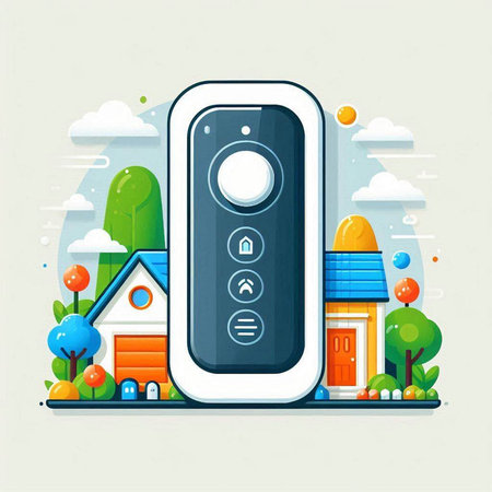 Smart home with remote control. Vector illustration in flat cartoon style.のイラスト素材