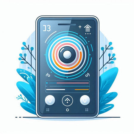 Smartphone with app interface. Vector illustration in modern flat style.のイラスト素材