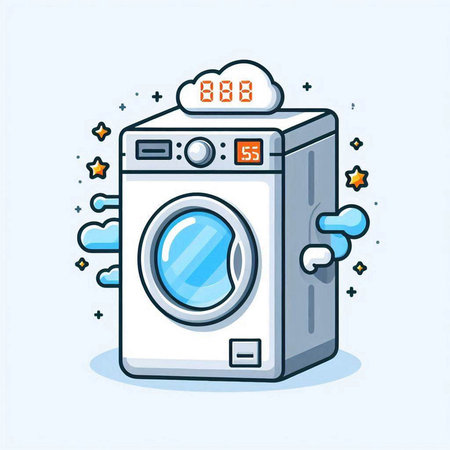 Vector illustration of washing machine. Line art style design for web and print.のイラスト素材