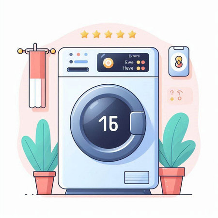 Washing machine. Laundry room. Flat style vector illustration.のイラスト素材